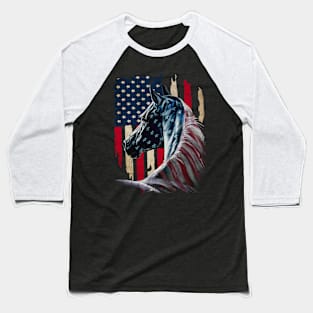 Horse American Flag Baseball T-Shirt